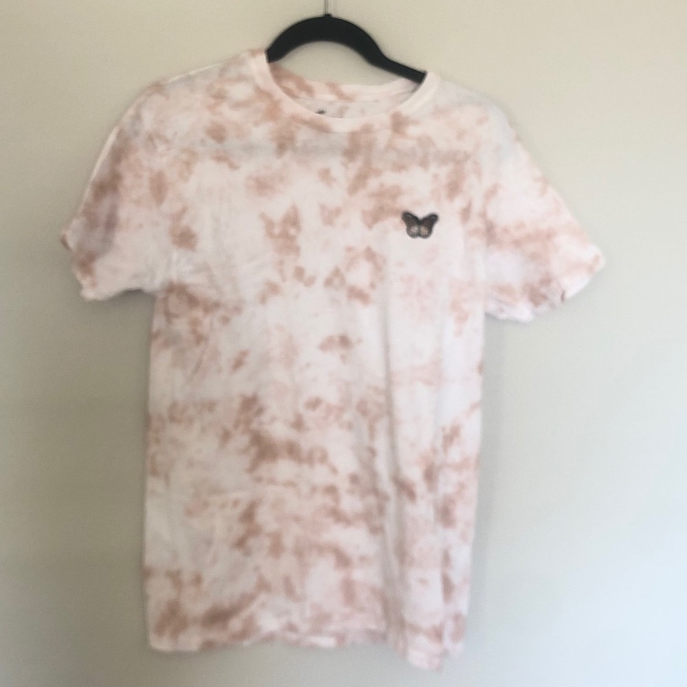 Tan tie dye butterfly tee